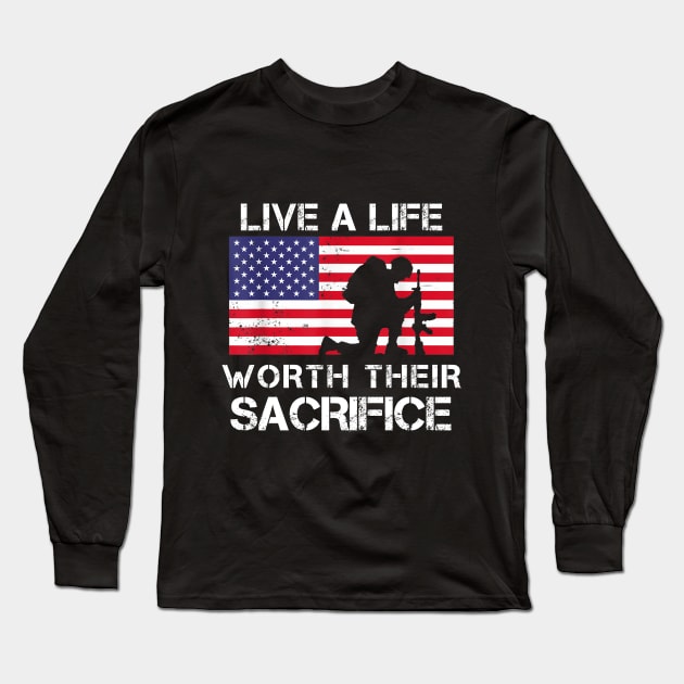Live A Life Worth Their Sacrifice Long Sleeve T-Shirt by Barnard